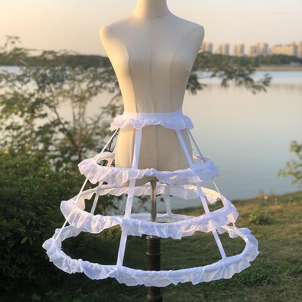 Jupes 2023 femmes filles Lolita Cosplay jupon feuille de Lotus 3 tours creux cage à oiseaux jupe soutien mariée robe de mariée doublure