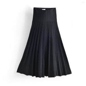 Jupes 2023 femmes Maxi femme tricoté longue robe couleur unie tricot jupe noir blanc rose Beige tenues XS-3XL grande taille