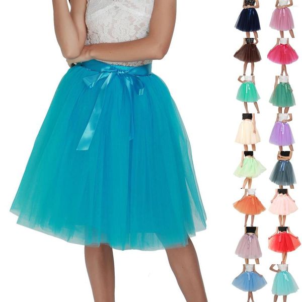 Jupes 2023 femmes Tulle jupe plissée Tutu Lolita jupon demoiselles d'honneur douce fête Midi Mini robe