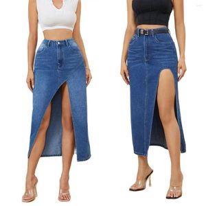Rokken 2024 Aankomst Vrouwen Onregelmatige Spleet Denim Rok Mode Losse Sexy Mid-Lengte Jeans Casual Dames Kleding XS-L