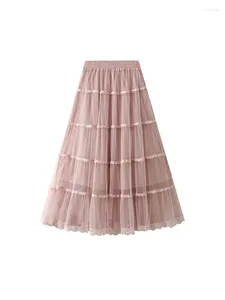 Jupes 2024 Fashion Per perle à plusieurs niveaux Maxi Tutu Tulle jupe pour femmes coréen High Street une ligne de taille longue femelle