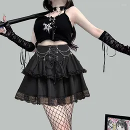 Jupes 2024 Gothique Harajuku Style français Y2K Mini jupe à gâteau en dentelle robe de bal Grunge Rock Punk Kawaii Lolita Cosplay