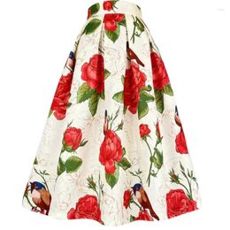 Jupes 2024 coréen vintage élégant femmes rouge rose oiseaux brodé taille haute longue jacquard midi jupe printemps tenue personnalisée