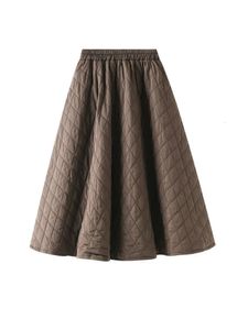 Rokken 2024 Retro Katoen Gewatteerde Rok Vrouwen Herfst Winter Harajuku Vintage Plaid Een Lijn Hoge Taille Mode Midi Lange Vrouwelijke 231123