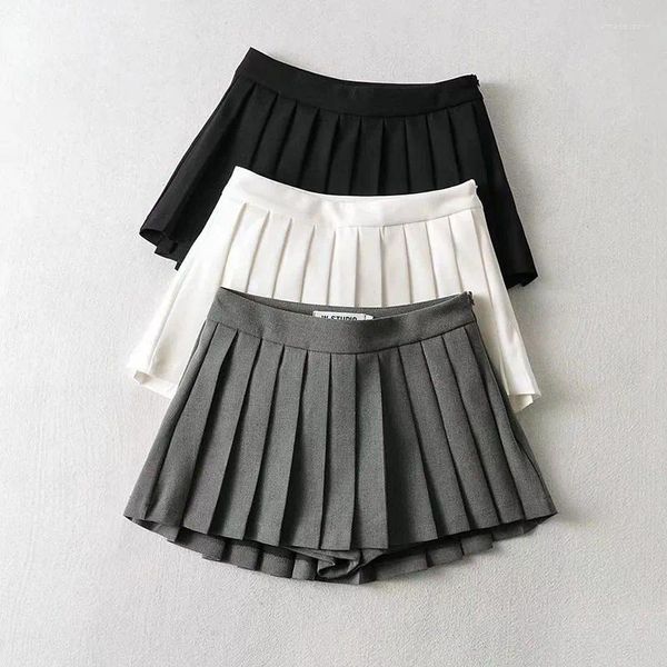 Faldas 2024 Mujeres sexys plisadas de alta cintura verano vintage mini coreano tenis estudiante blanca diseñada de baile falda