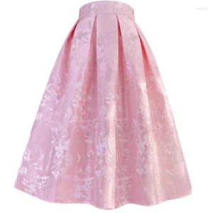 Rokken 2024 Lente Zomer Hepburn Vintage Elegante Vrouwen Portret Esthetische Hoge Taille Lange Geplooide Midi Rok Roze Mintgroen Wit