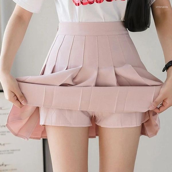 Faldas 2024 primavera verano pantalones cortos de falda coreana mujeres alta cintura sexy mini escuela corta kawaii japonés rosa hembra