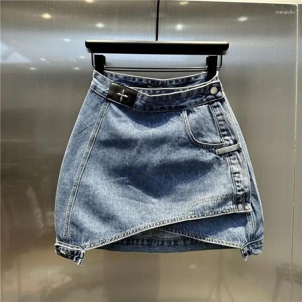 Jupes 2024 jupe en jean d'été pour femmes enveloppe de fit serrée hanche a-line demi-mini short sexy girls streetwear corean mode vêtements