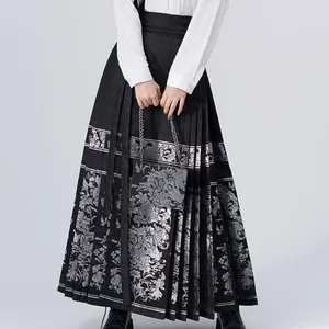 Rokken 2024 Zomer Midi Rok Vintage Oude Chinese Hofkostuums Paardengezicht Lente Elegant Gedrukt