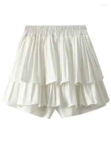 Jupes 2024 Mini jupe élastique de taille pour femmes Summer Mini jupe femme en mousseline de soie blanche Boho Boho plissée Femmes