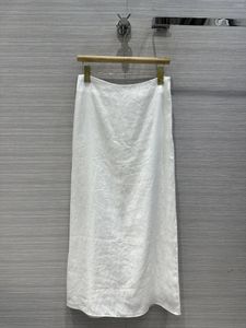 Jupes 2024 femmes mode sexy décontractée après la taille divisée et haute taille pure coton blanc coton long jupe 0412