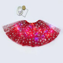 Faldas 2024 Mujeres Luz LED Falda de estrella de tul Falda corta Tutu Mini Adulto Fancy Ballet Ropa de baile Traje de fiesta Vestido de fiesta Rendimiento