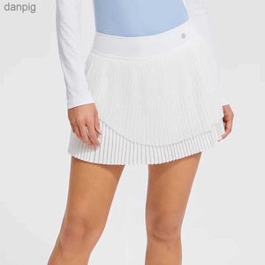 Rokken 2024 vrouwen geplooide tennisrok met zakken hoogwaardige atletische culottes hoge taille skorts training loopt rokken y240508