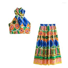Jupes 2024 femmes Vintage couleur correspondant Floral Patchwork imprimé jupe Midi Faldas Mujer Femme dos fermeture éclair rétro robes