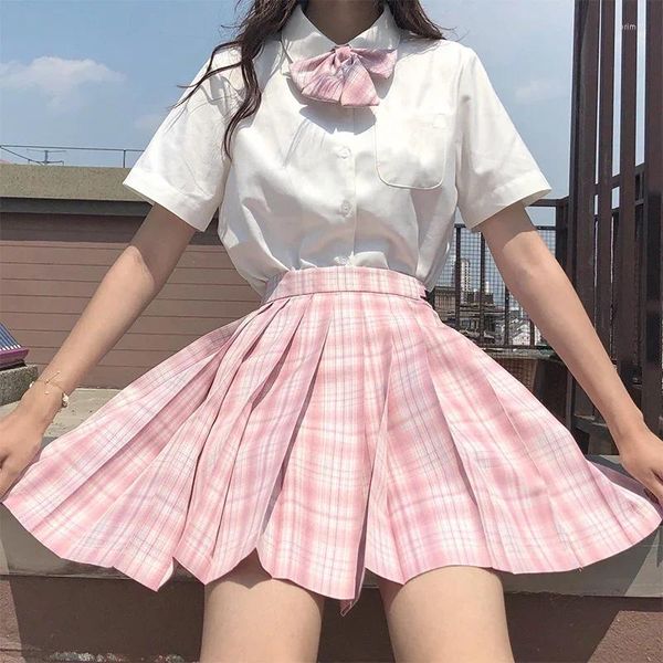 Faldas 2024 Año Mini Mujeres Verano Escuela Secundaria Japonesa Kawaii Rock Cajas Rojas Joven Uniforme Divertido Mi Día Jupe