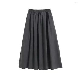 Jupes 2024zar Fashion féminine printemps / été et petite taille élastique polyvalente de la longueur à mi-jupe plissée