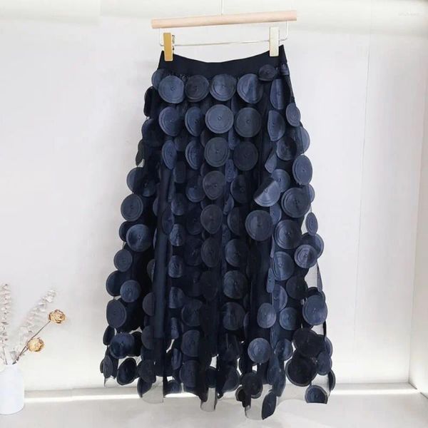 Faldas 3D Diseño Mesh Tul Tul SkirT Girls Mujeres Fiesta elástica de lunares Long Fashion Fashion