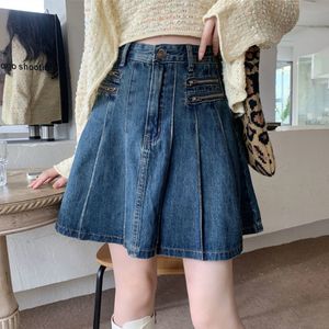Jupes 4XL jupe en Jean femmes Vintage 90s Streetwear mode coréenne taille haute Jean jupe Harajuku e-girl vêtements Mini Sexy jupe plissée 230418