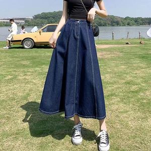 Rokken 6xl denim vrouwen plus size vintage eenvoudige mode casual maxi long streetwear Koreaanse stijl college meisjes all-match
