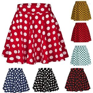Faldas de 7 colores de verano para mujer, minifalda de patinadora, pasarela, Vintage, rojo, para mujer, 2022, Sexy, 50S, 60S, algodón, patrón de lunares
