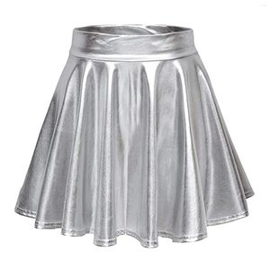 Faldas A-Line Moda Casual Falda brillante Acampanada Plisada Mini Senderismo para mujer