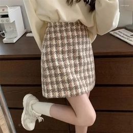 Jupes a-ligne mini femmes y2k preppy style beau houndstooth mode ulzzang empire sweet écoliers chic cozy slim mujer faldas