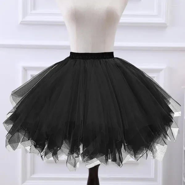 Faldas A-Line Falda Elegante Tul de cintura alta para mujeres Partico de ballet de múltiples capas Classic Pleated Party Puffy