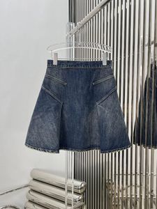 Jupes A-ligne Lavage à l'eau Denim Demi-jupe Slim et grande Collocation décontractée