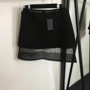 Rokken geavanceerd en modieus zwart mesh tweedelige set met hoge taille rok voor dames zomer afslanken veelzijdig