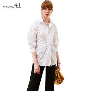 Rokken ael witte blouses kruistype losse dames shirts top luie casual femme shirt zomer kleding vrouwen 230325