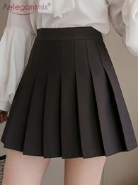 Rokken Aelegantmis Sweet Lolita High Taille Pleated Women Cute Mini Korea Tennis Short School Uniform Girls Harajuku 230420