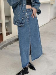 Jupes Alien Kitty printemps Vintage longues femmes solide jean décontracté taille haute 2023 Chic OL lâche Denim Streetwear mince