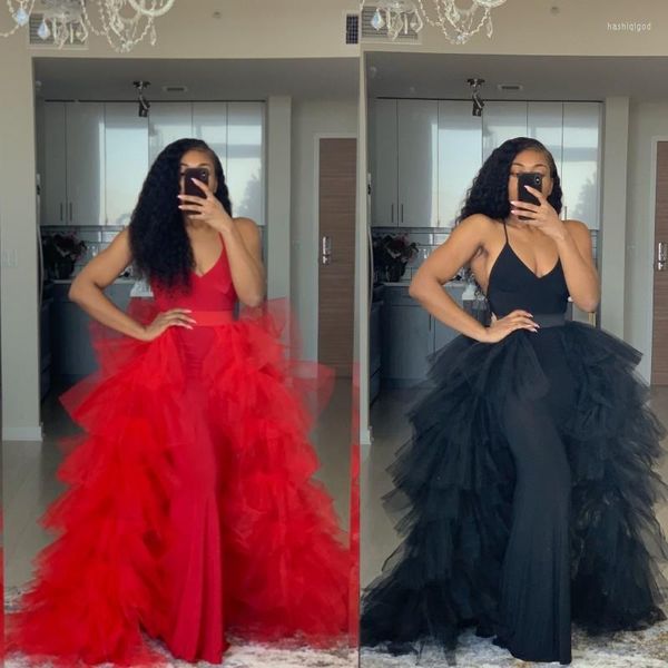 Jupes Asymétrique Puffy Jupe Tulle Saias 2023 Haut Bas Moelleux Femmes Rouge À La Fête Longue Jupe Femme