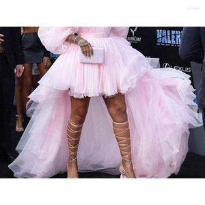 Rokken asymmetrische vrouwen tule roze lange rokfeestje saias longa jupe femme high lage volwassen geplooide