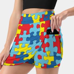 Jupes de sensibilisation à l'autisme, pièces de puzzle, jupe pour femmes, vêtements d'été Y2K, pantalon de Style Kpop avec poche, 2023