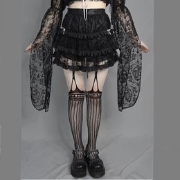 Rokken herfst winter gotisch harajuku cake zwarte mode zoete meid punk kanten hoge taille mini kawaii korte meisjes