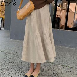 Jupes automne femmes tendre tricoté Style français plissé élégant 5 couleurs Midi élégant féminin taille haute tout-match Chic Faldas