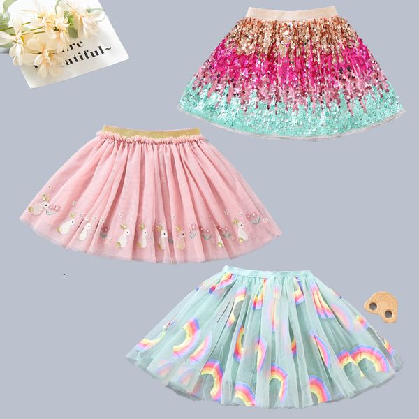 Jupes bébé filles paillettes Tutu enfants taille élastique jupon princesse Tulle jupe lapin étoiles Mini enfants vêtements 230422