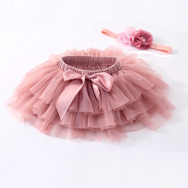 Jupes Bébé Filles Tulle Tutu Bloomers Infant né Couches Couverture 2 pcs Court Bandeau Ensemble Arc-En-Jupe 230310