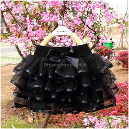 Skirts Baby Girls Tutu Falda Tle Lace Pettiskirt Capas de niños Fluffy Ballet For Kids Party Solid Color Dance Miniskirt Deliv Dhank