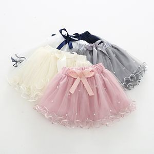 Rokken babymeisjes tutu rokken parel korte cake peuter meisje rok kinderen boog prinses golvende roze puffy tule rokken ballet kinderen 230508