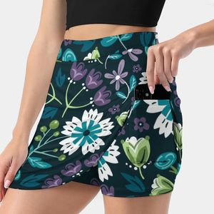 Faldas Ballerina Rag Doll Summer Women'sshorts Falda 2 en 1 Fitness Yoga Tennis Patrón de flores Folkart Flores