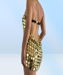 Jupes plage des femmes chaîne corporelle cool sexy en maillage paillin soutien-gorge bikini style de nuit exagérée des vêtements ronds exagérés chaînes en métal br1386194