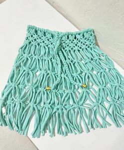 Rokken strandapche hand haak tassel mini dames mode sexy side high gebreide strand cover ups casual