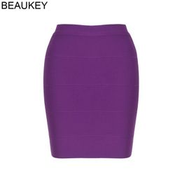 Faldas BEAUKEY Sexy Mujeres Lápiz Vendaje Falda Mini Rayas Negro Rojo Púrpura Blanco Desnudo Por Encima De La Rodilla Bodycon Party Club