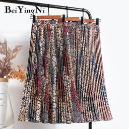 Faldas Beiyingni Falda Mujer Floral Impreso Vintage Casual Coreano Plisado Midi Retro Kawaii Harajuku Moda Faldas Mujer Jupe 230608