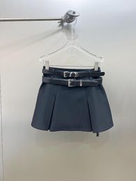 Faldas Black Double Belt West Half Skirt Daily Wear Short