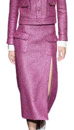 Rokken zwarte veer high-end aangepaste Celebrity stijl halve lengte rok met split Franse Tweed temperament jurk Frenc 231129
