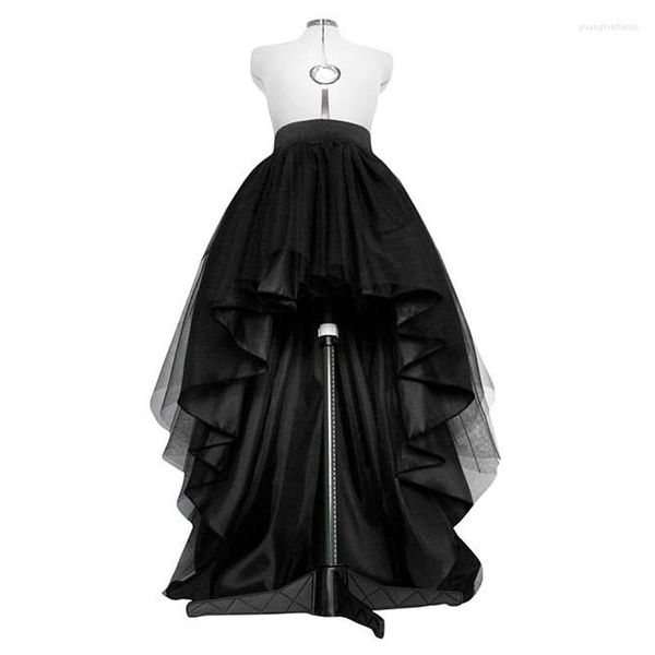 Jupes noir haut bas longue Tulle pour femmes volants mode Femme adulte Jupe fermeture éclair sur mesure Maxi Jupe Femme Saias