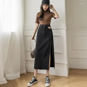 Jupes noires longues jupe de jean maxi